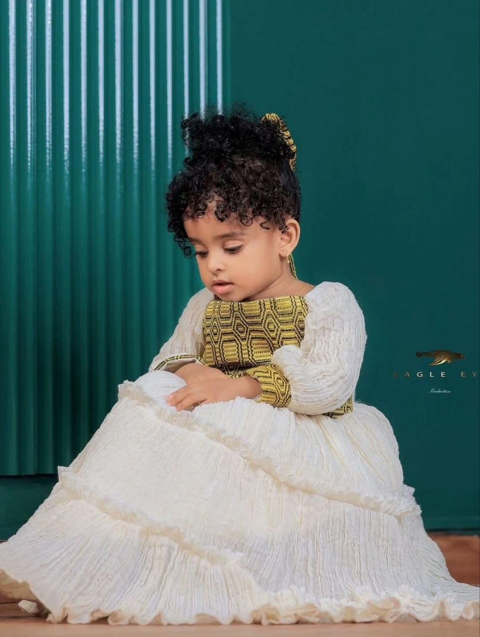Handmade Fetil Habesha Kids’ Dress: Ethiopian Eritrean Cultural Clothing, Traditional Outfit, Children’s Attire, Family Holiday Fashion