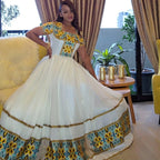 New Tilet Ethiopian Cultural Dress, Cultural Zuria Habesha Tibeb Kemis, Traditional Wedding Libs