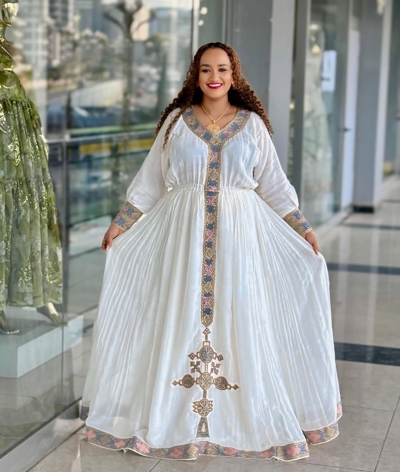 Ethiopian Cultural Dress, Zuria Habesha Tibeb, Ethiopian Traditional Wedding Dress Sale, New Tilet Habesha Kemis, Tilf Style Habesha Cloth