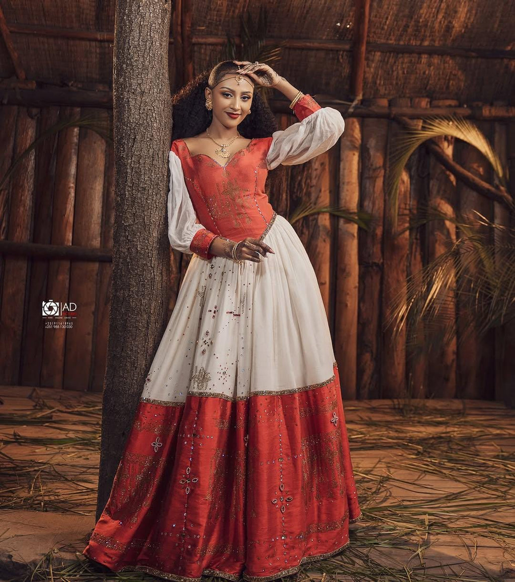 Handmade Habesha Dress: Ethiopian & Eritrean Kemis, Ethiopian Traditional Women’s Attire for Weddings, Ye Bahel Libs, Cultural Zuria Kemis