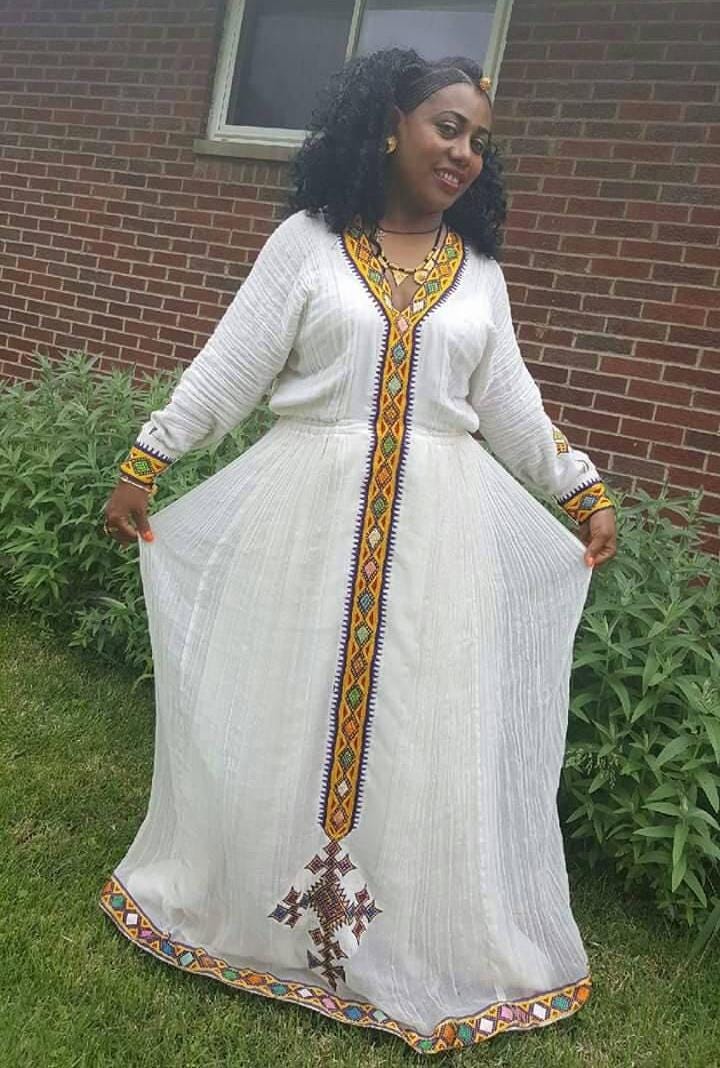 Ethiopian Cultural  Dress For Women, Habesha Traditional Design  Kemis Gift, Eritrean Zuria Handmade Clothing