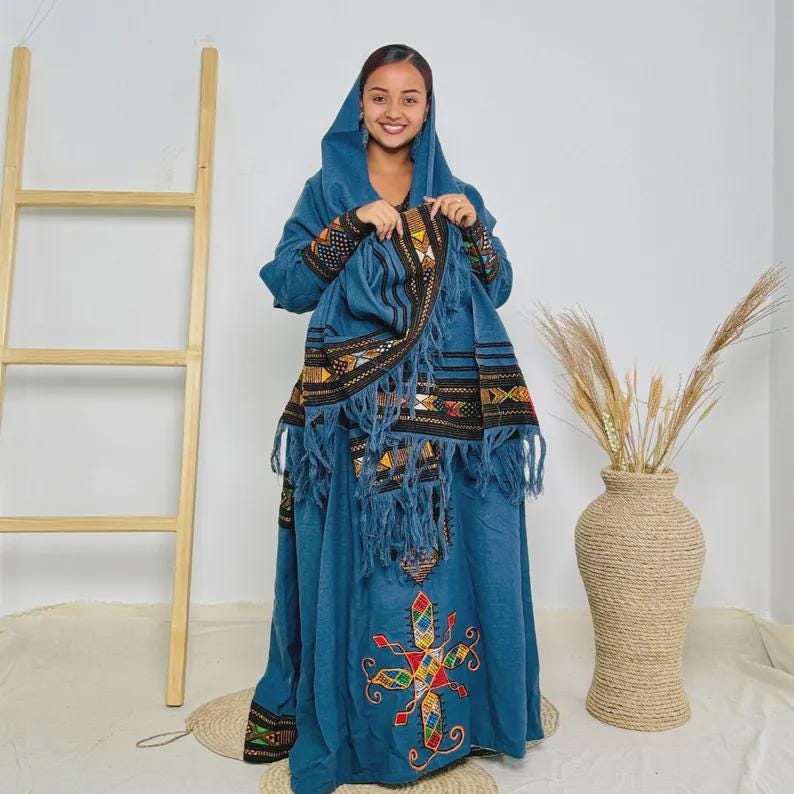 Raya Cultural Dress: Custom Ethiopian Habesha Kemis, Traditional Eritrean Women’s Attire for Weddings