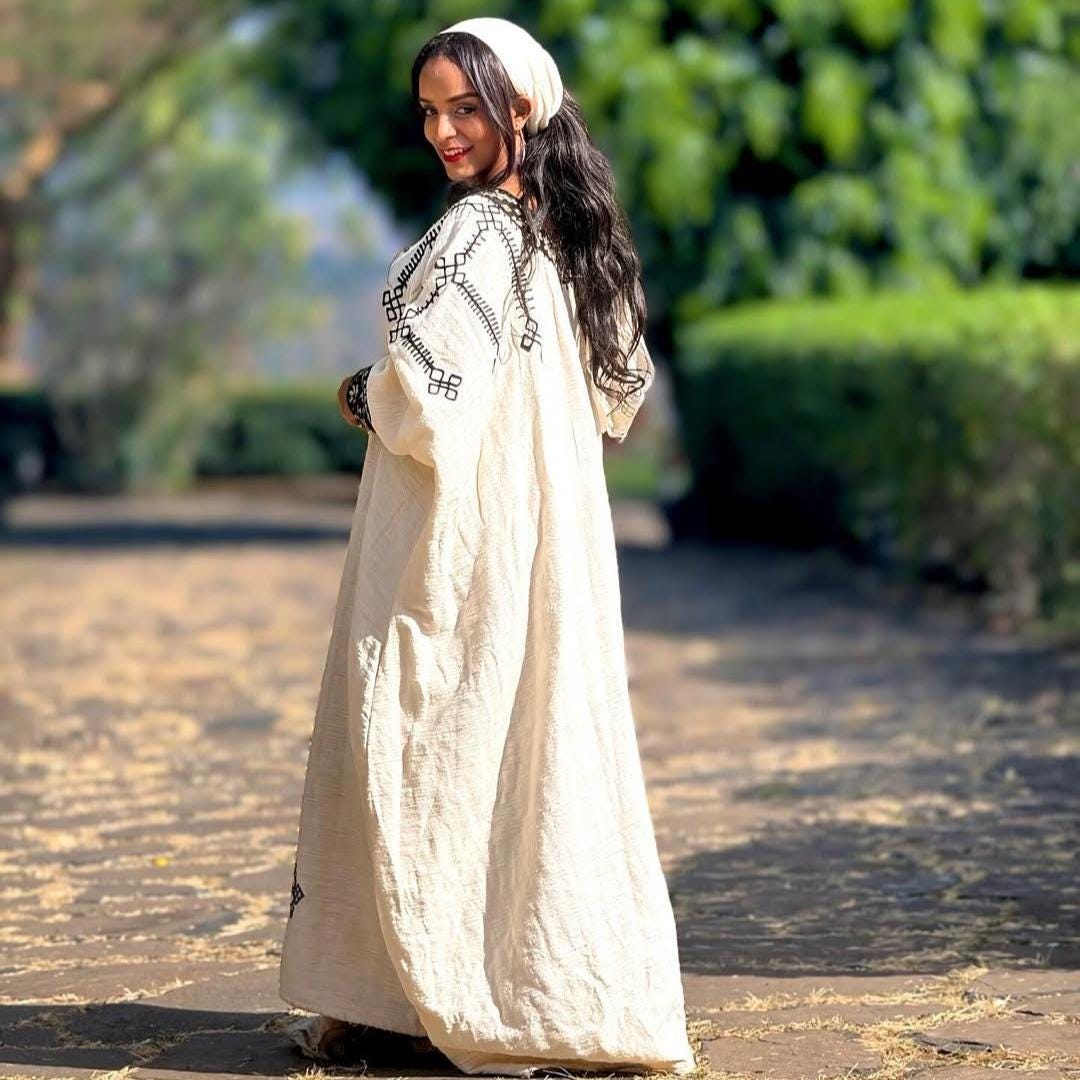 Habesha Kemis Dress for Women: Relaxed Ethiopian & Eritrean Cultural Attire, Handwoven Everyday Traditional Wear