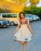Tilf Design Habesha Kemis: Handwoven Fetil Fabric Ethiopian Dress, Modern Eritrean Cultural Cloth, Traditional Women’s Outfit