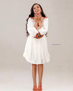 Red Tilet Short Habesha Dress for Women, New Lightweight Summer Ethiopian Dress, Modern Eritrean Handwoven Kemis