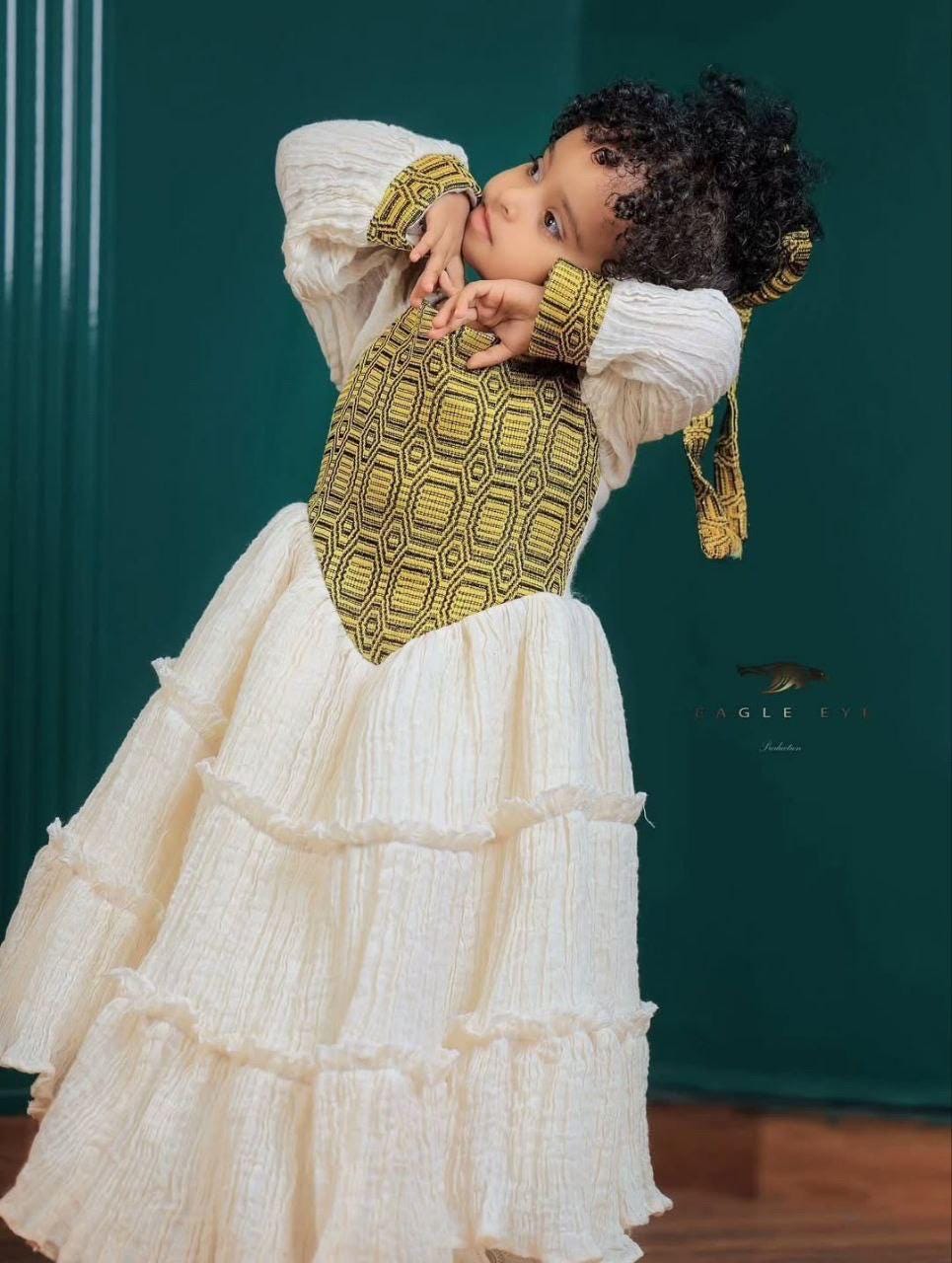 Handmade Fetil Habesha Kids’ Dress: Ethiopian Eritrean Cultural Clothing, Traditional Outfit, Children’s Attire, Family Holiday Fashion
