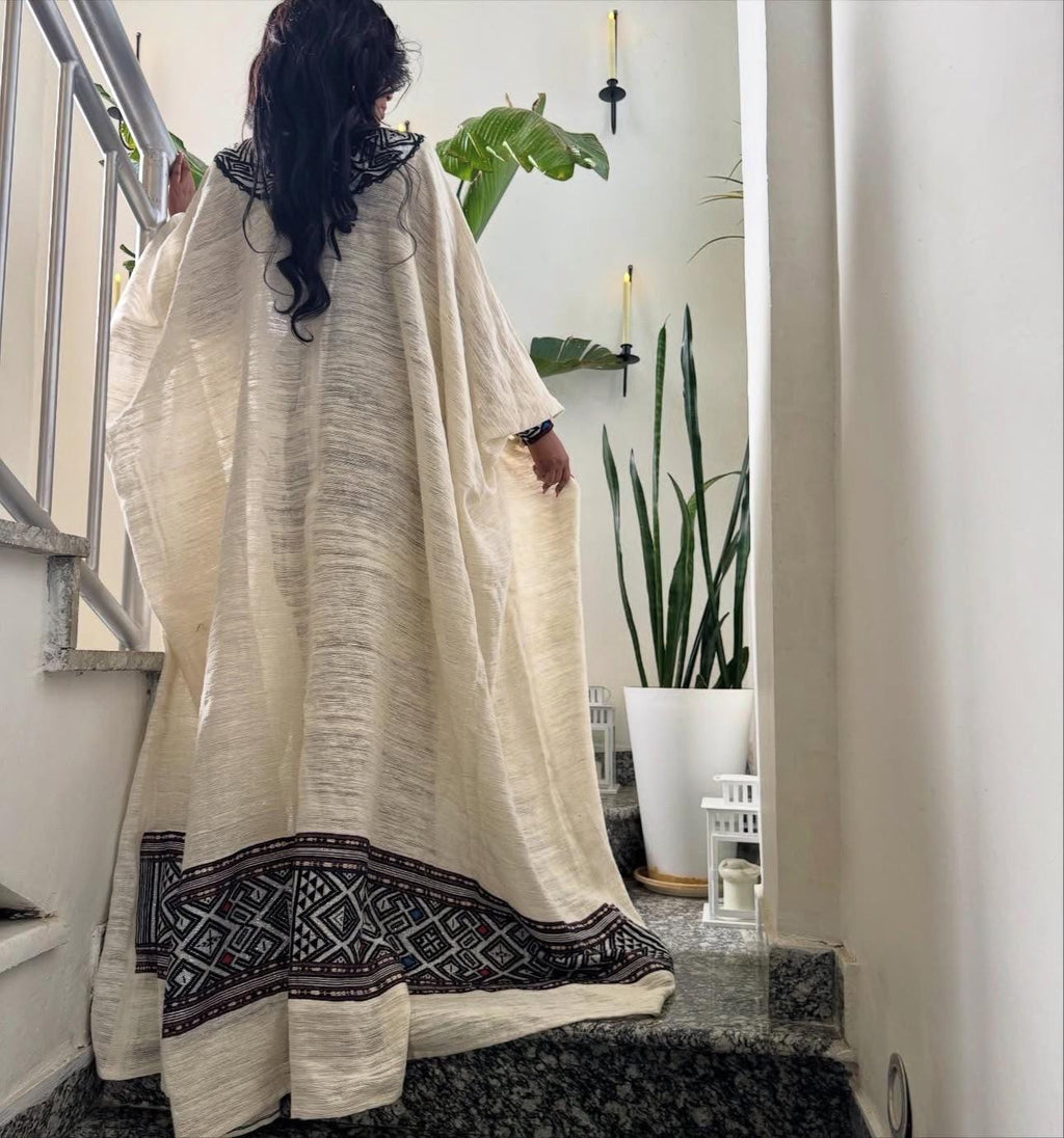 Ethiopian Cultural Dress, Traditional Tilf Caftan Dress, New Kemis, Cotton Habesha Free size Libs