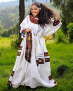 Traditional Ethiopian Raya Bufé Dress: Handmade Habesha Kemis, Soft Fetil Fabric, Elegant Cultural Attire for Weddings & Celebrations Tilet