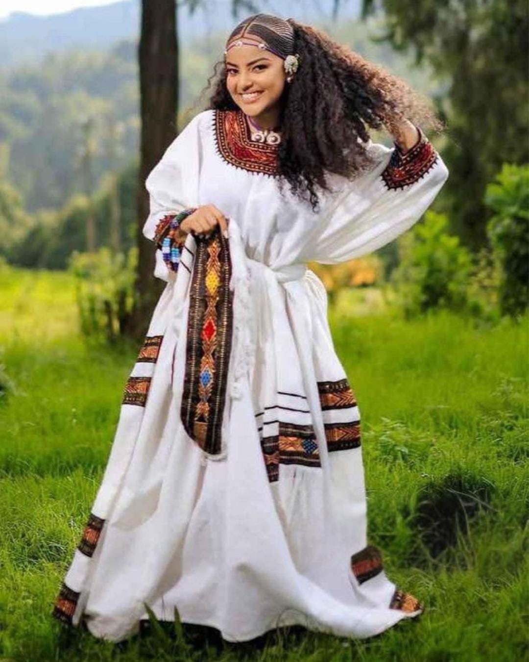 Traditional Ethiopian Raya Bufé Dress: Handmade Habesha Kemis, Soft Fetil Fabric, Elegant Cultural Attire for Weddings & Celebrations Tilet