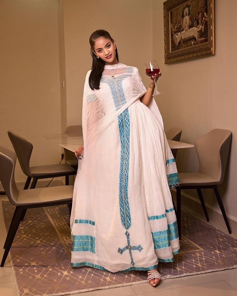 Ethiopian Dress, Handmade Habesha Kemis, Handwoven Eritrean & Ethiopian Traditional Outfit, Blue Habesha Cultural Clothing
