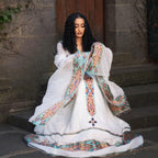 Ethiopian Cultural Tibeb Dress, Zuria Habesha Kemis, New Tilet Wedding Attire, Handmade Traditional Libs