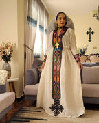 Handmade Axum Women’s Fetil Habesha Dress, Ethiopian and Eritrean Cultural Outfit, Elegant Holiday Celebration Wear, Habesha Gift