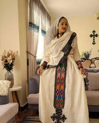 Handmade Axum Women’s Fetil Habesha Dress, Ethiopian and Eritrean Cultural Outfit, Elegant Holiday Celebration Wear, Habesha Gift