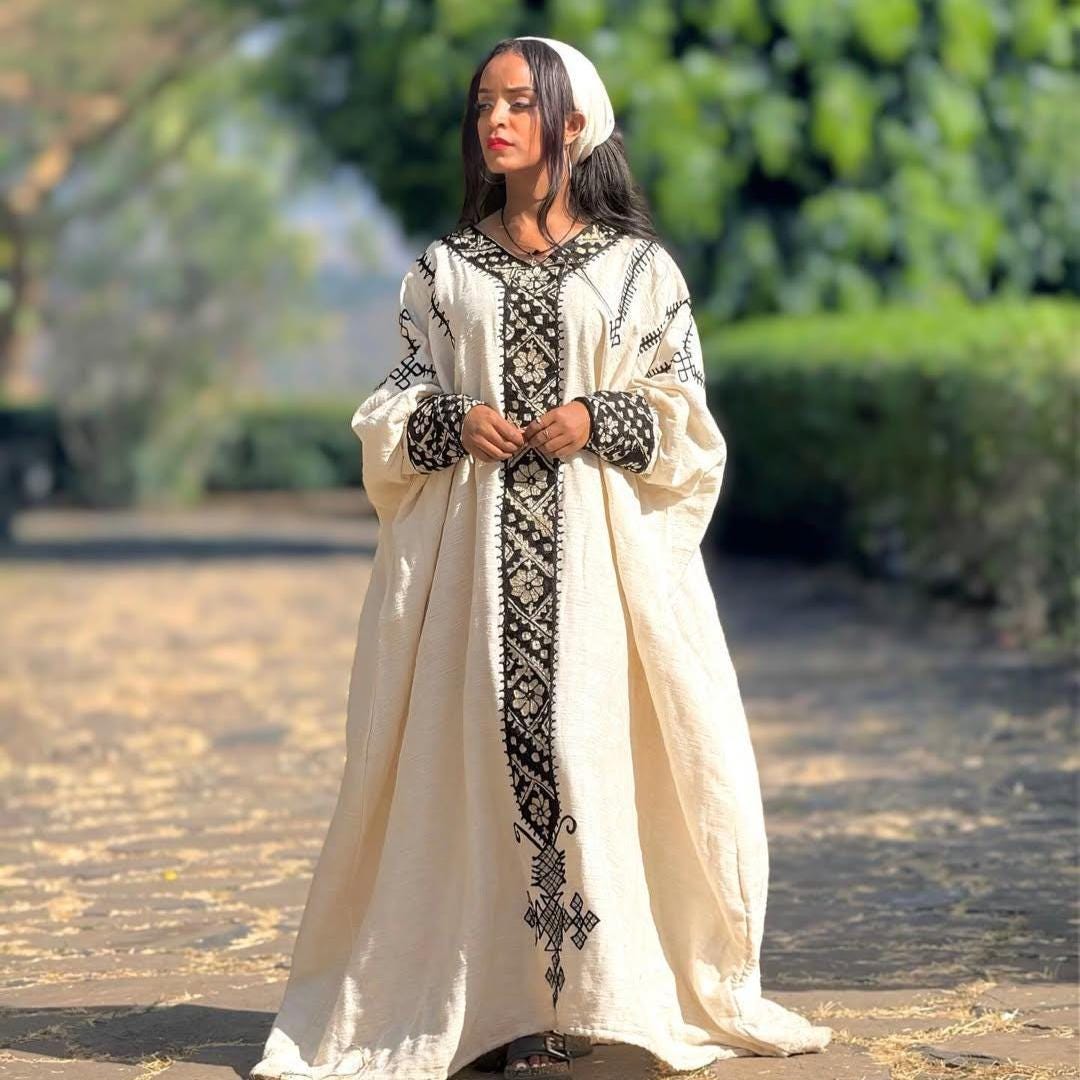 Habesha Kemis Dress for Women: Relaxed Ethiopian & Eritrean Cultural Attire, Handwoven Everyday Traditional Wear