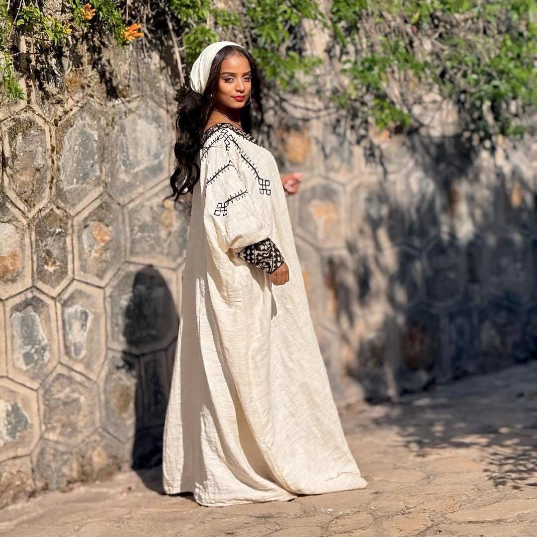 Habesha Kemis Dress for Women: Relaxed Ethiopian & Eritrean Cultural Attire, Handwoven Everyday Traditional Wear