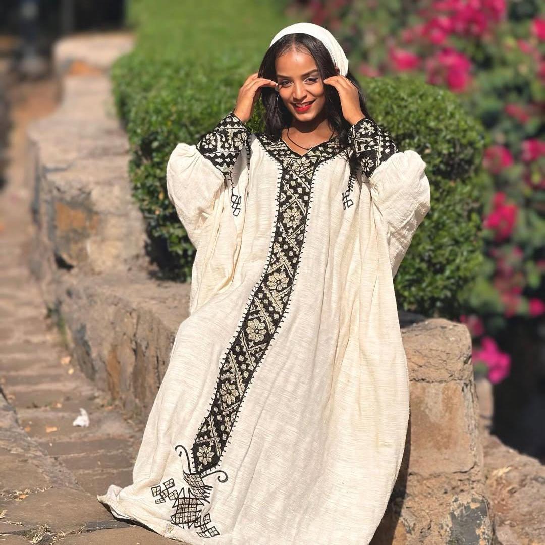 Habesha Kemis Dress for Women: Relaxed Ethiopian & Eritrean Cultural Attire, Handwoven Everyday Traditional Wear