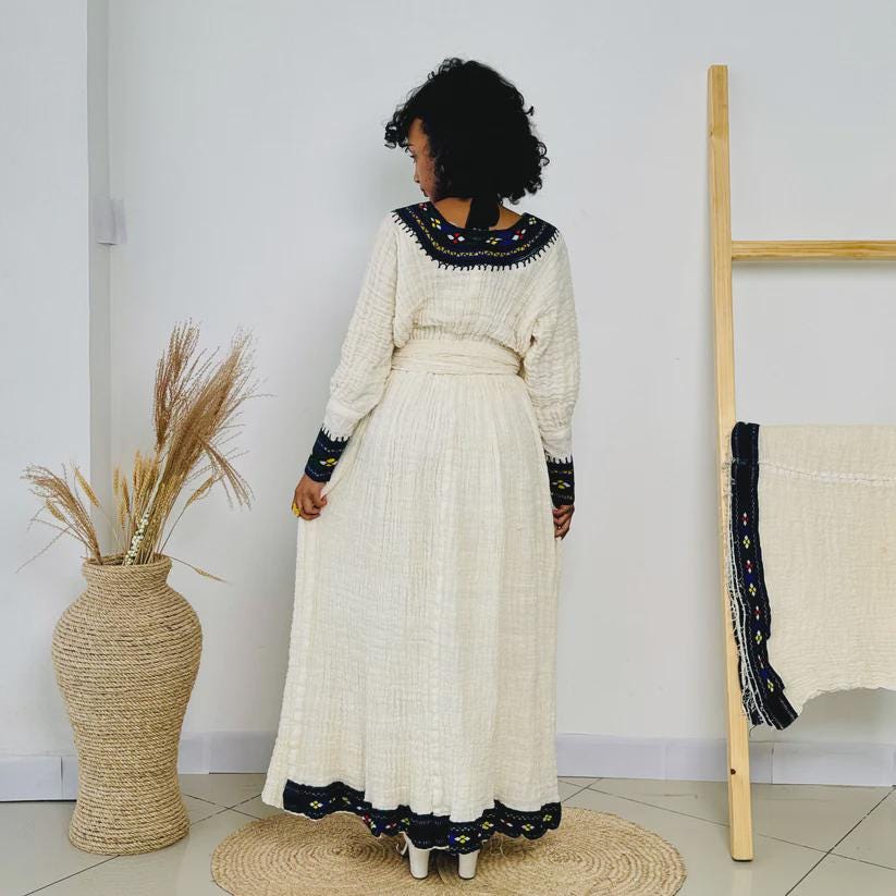Axum Fetil Habesha Dress For Women, Ethiopian and Eritrean Traditional Kemis, Handwoven Cultural Wear