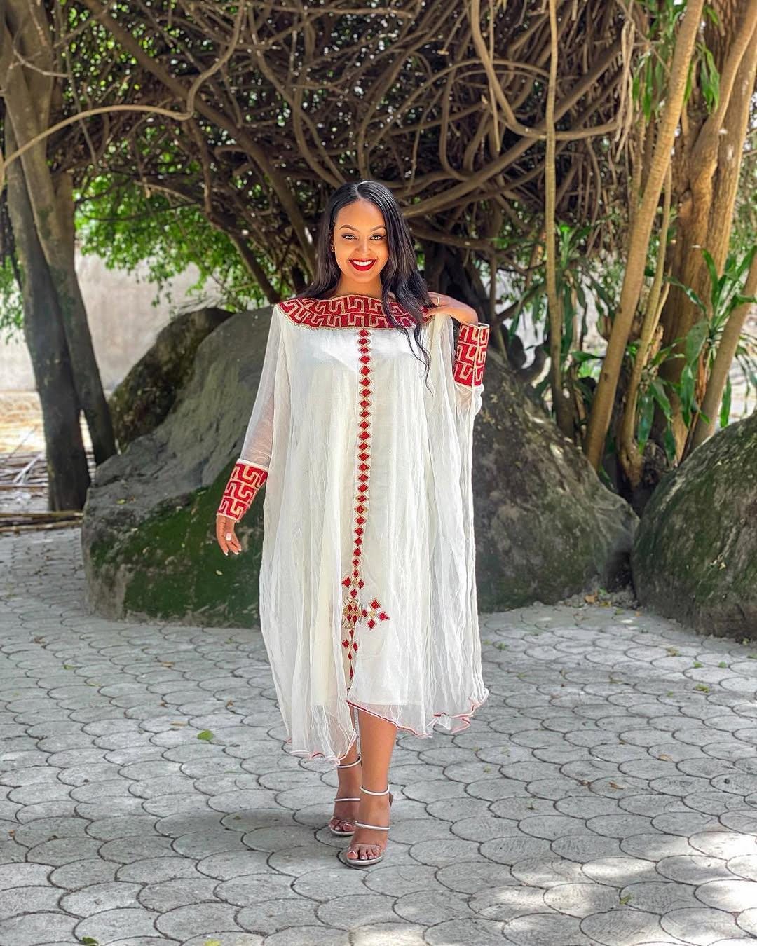 Handwoven Simple Habesha Dress: Minimalist Ethiopian Eritrean Traditional Women’s Top Gown for Everyday, Elegance and Cultural Celebrations