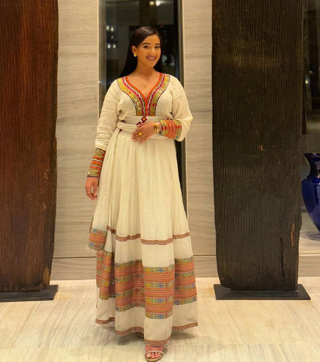 Ethiopian Dress, Handmade Habesha Kemis, New Handwoven Traditional Outfit with Custom Sizing, Cultural Clothing
