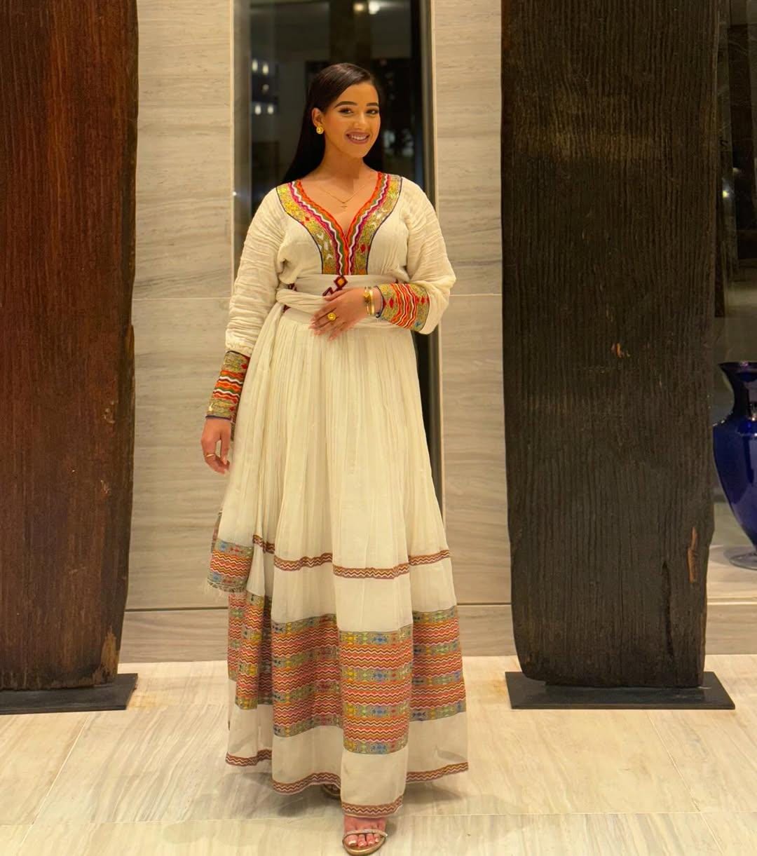 Ethiopian Dress, Handmade Habesha Kemis, New Handwoven Traditional Outfit with Custom Sizing, Cultural Clothing