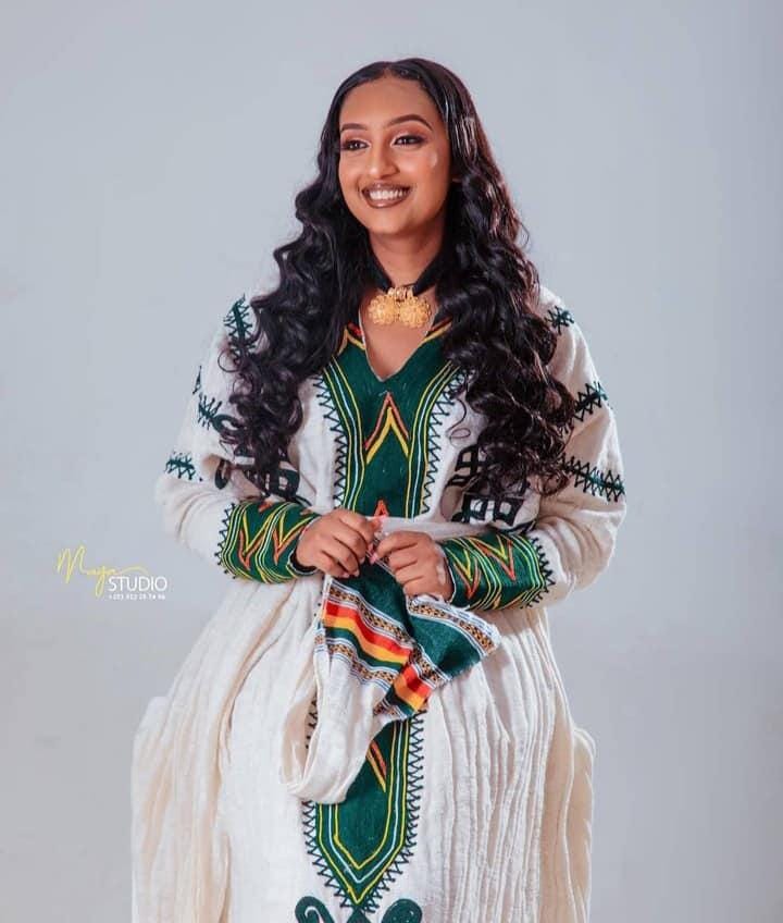 New Green Habesha Kemis, Eritrean Custom-Made Women’s Traditional Clothing for Weddings, Ethiopian Cultural Dress, Habesha Lbs