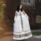 Ethiopian Cultural Tibeb Dress, Zuria Habesha Kemis, New Tilet Wedding Attire, Handmade Traditional Libs