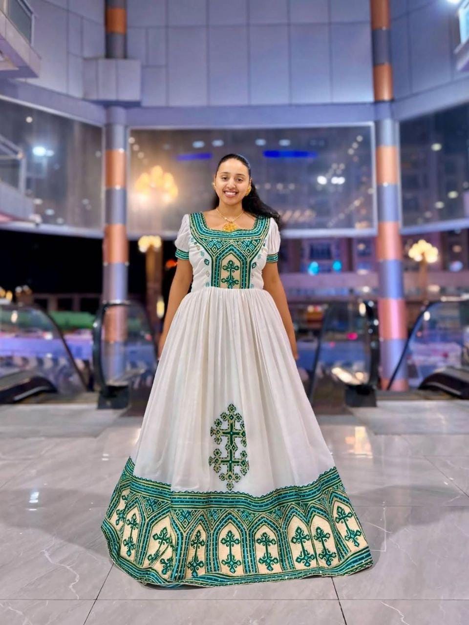 Custom Made Zuria Habesha Kemis, New golden Menen Eritrean & Ethiopian Traditional Fashion, Cultural Dress for Women