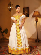 New Ethiopian Cultural Dress, Off Shoulder Zuria, Habesha Tibeb Kemis, Eritrean Traditional Wedding Libs