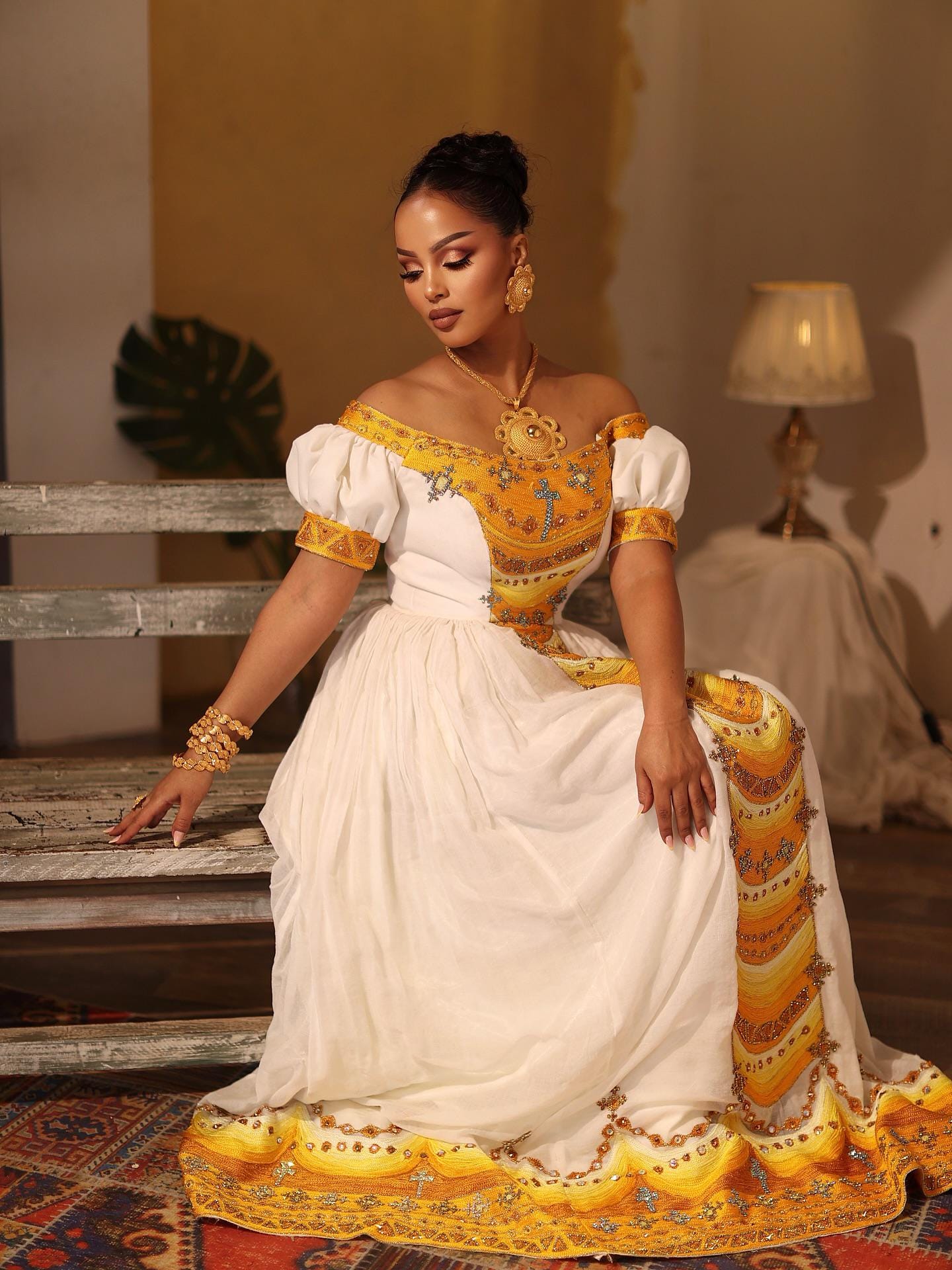 New Ethiopian Cultural Dress, Off Shoulder Zuria, Habesha Tibeb Kemis, Eritrean Traditional Wedding Libs