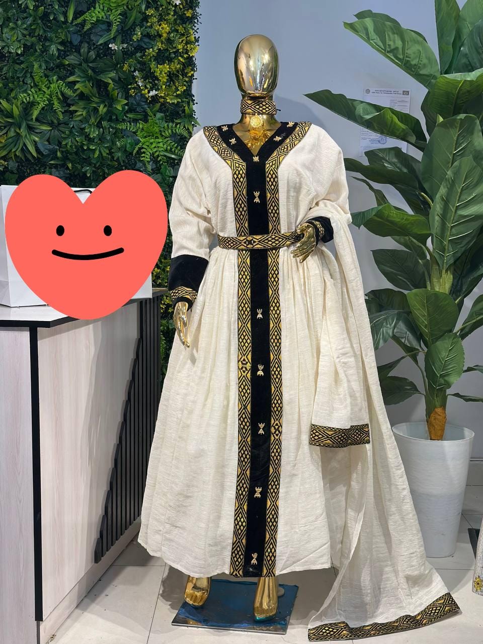 Black And Gold Habesha Kemis, Ethiopian Traditional Dress, Handcrafted Eritrean Cultural Dress for Women