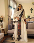 Handmade Axum Women’s Fetil Habesha Dress, Ethiopian and Eritrean Cultural Outfit, Elegant Holiday Celebration Wear, Habesha Gift