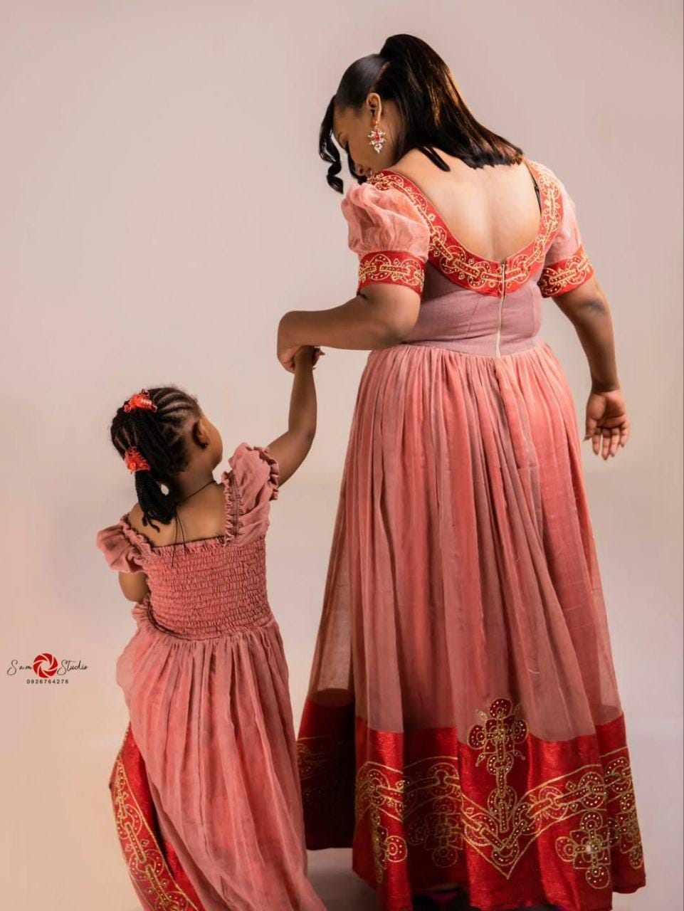 Matching Mother and Daughter Habesha Kemis, Ethiopian Traditional Dress, Handcrafted Eritrean Cultural Dress for Women