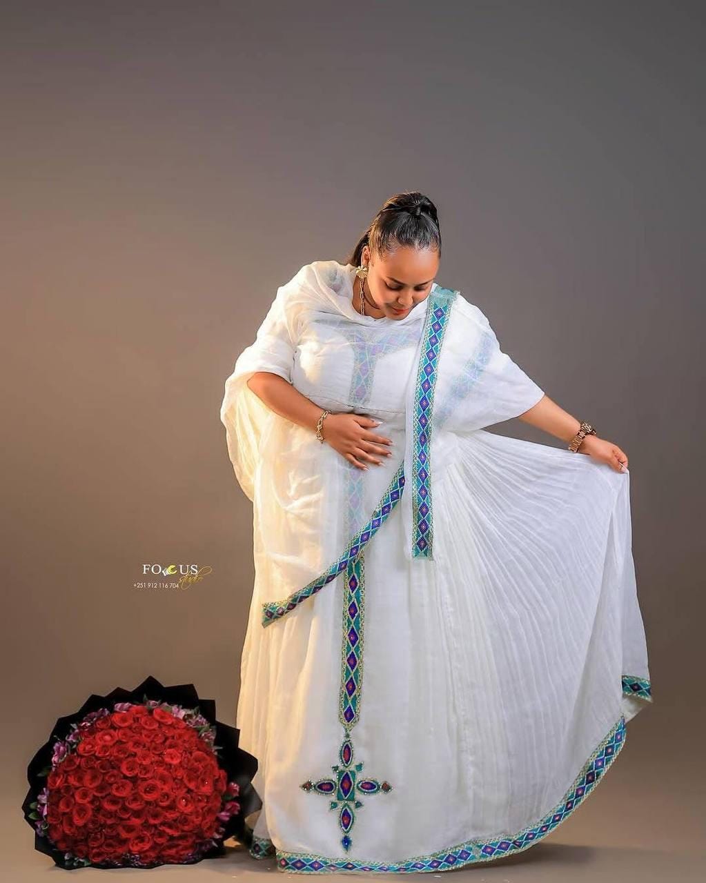 Custom Made Zuria Habesha Kemis, New blu Menen Eritrean & Ethiopian Traditional Fashion, Cultural Dress for Women