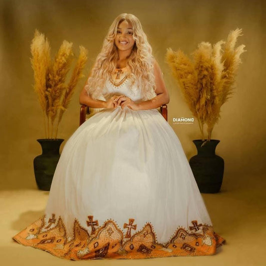 Custom Made Zuria Habesha Kemis, New Menen Eritrean & Ethiopian Traditional Fashion, Cultural Dress for Women