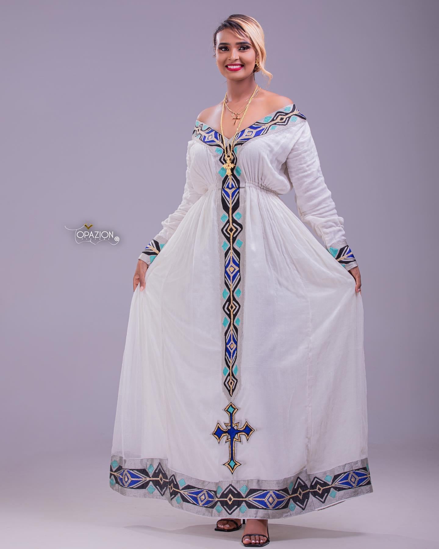 Ethiopian Dress Handmade Zuria Habesha Kemis: Handwoven Traditional Outfit with Custom Sizing, Elegant Cultural Clothing for Special Events