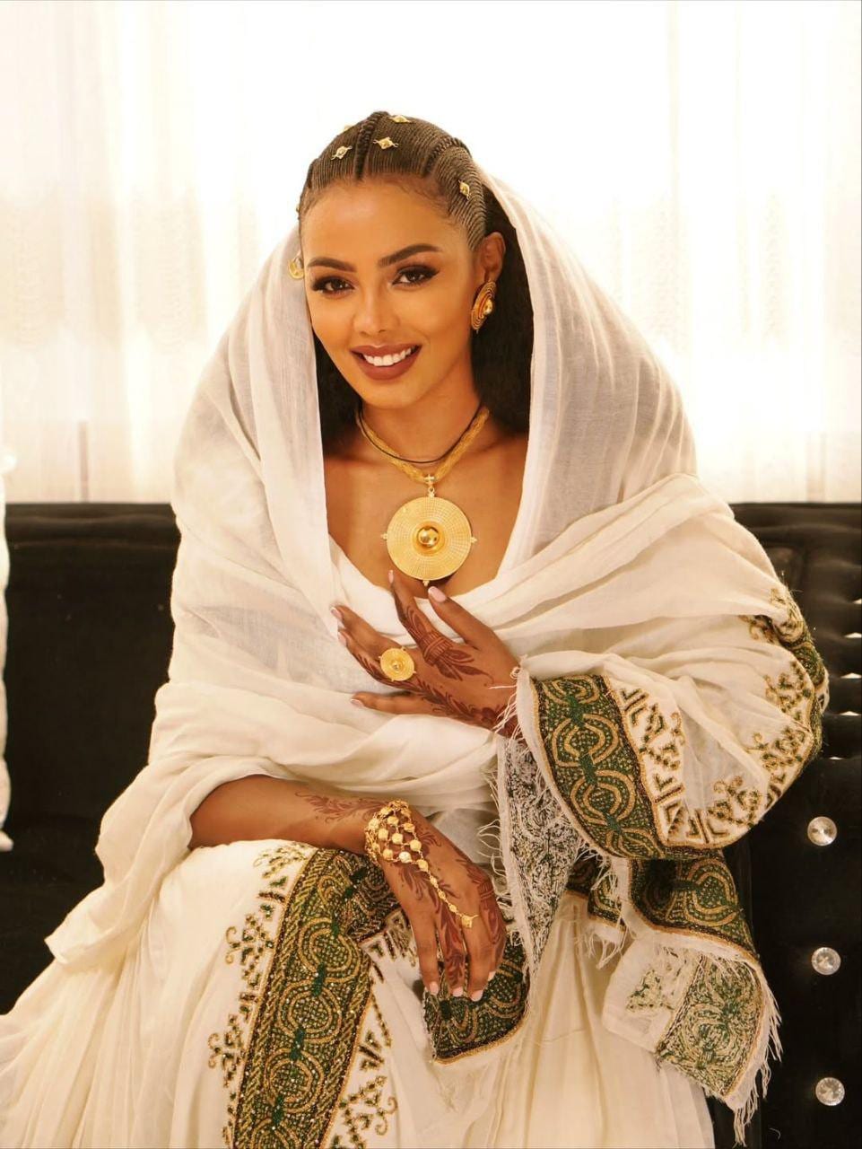 New Custom Made Cultural Habesha Kemis for Women, Olive Green Tilet Zuria, Eritrean & Ethiopian Traditional Dress