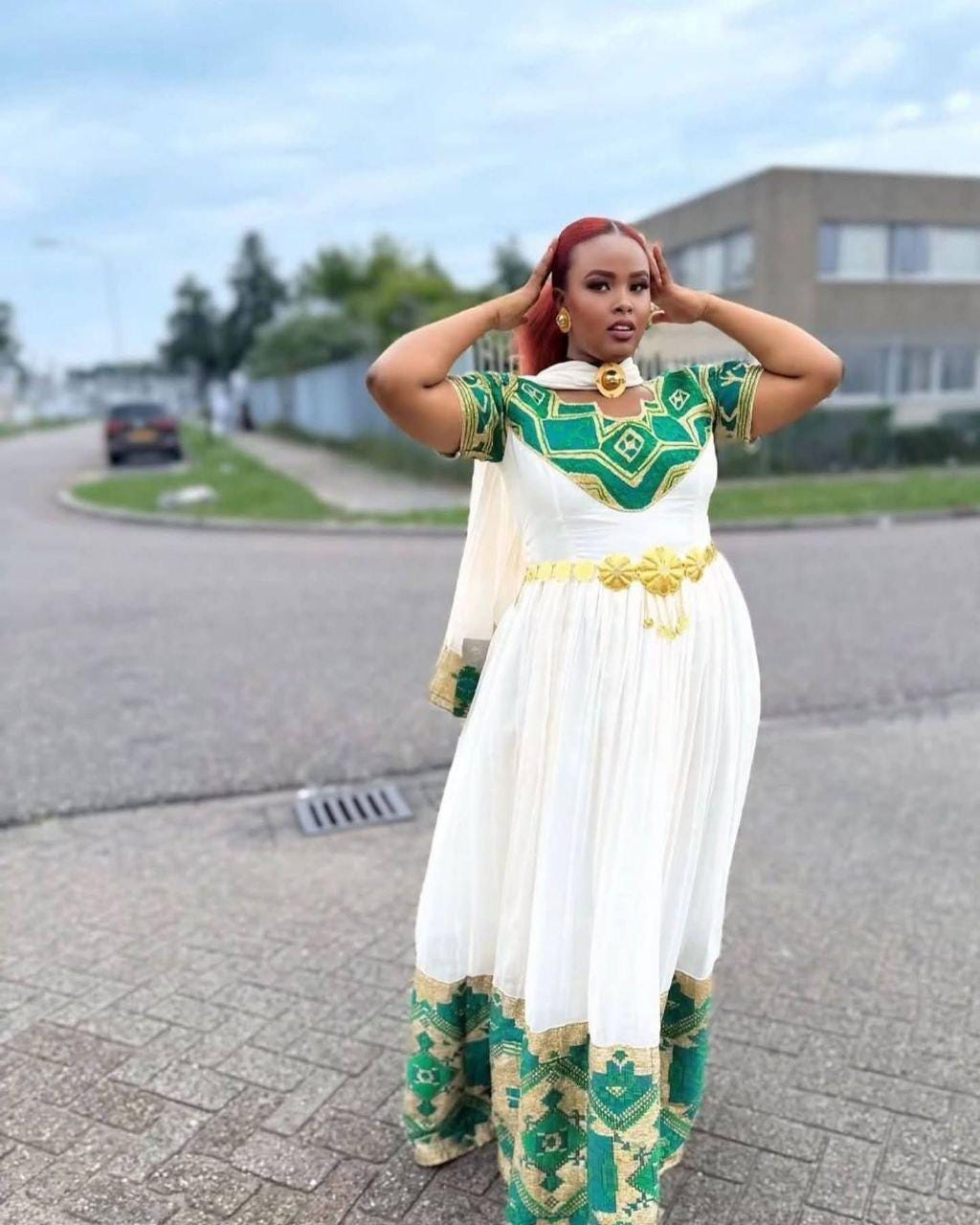 Handmade Ethiopian Traditional Dress For Women, Habesha Kemis with Netela, Authentic Cultural Outfit for Eritrean Women