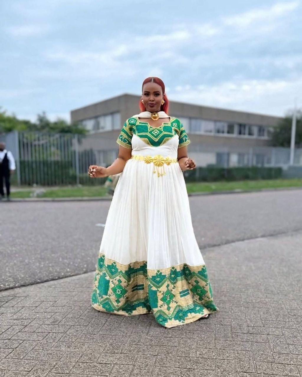 Handmade Ethiopian Traditional Dress For Women, Habesha Kemis with Netela, Authentic Cultural Outfit for Eritrean Women
