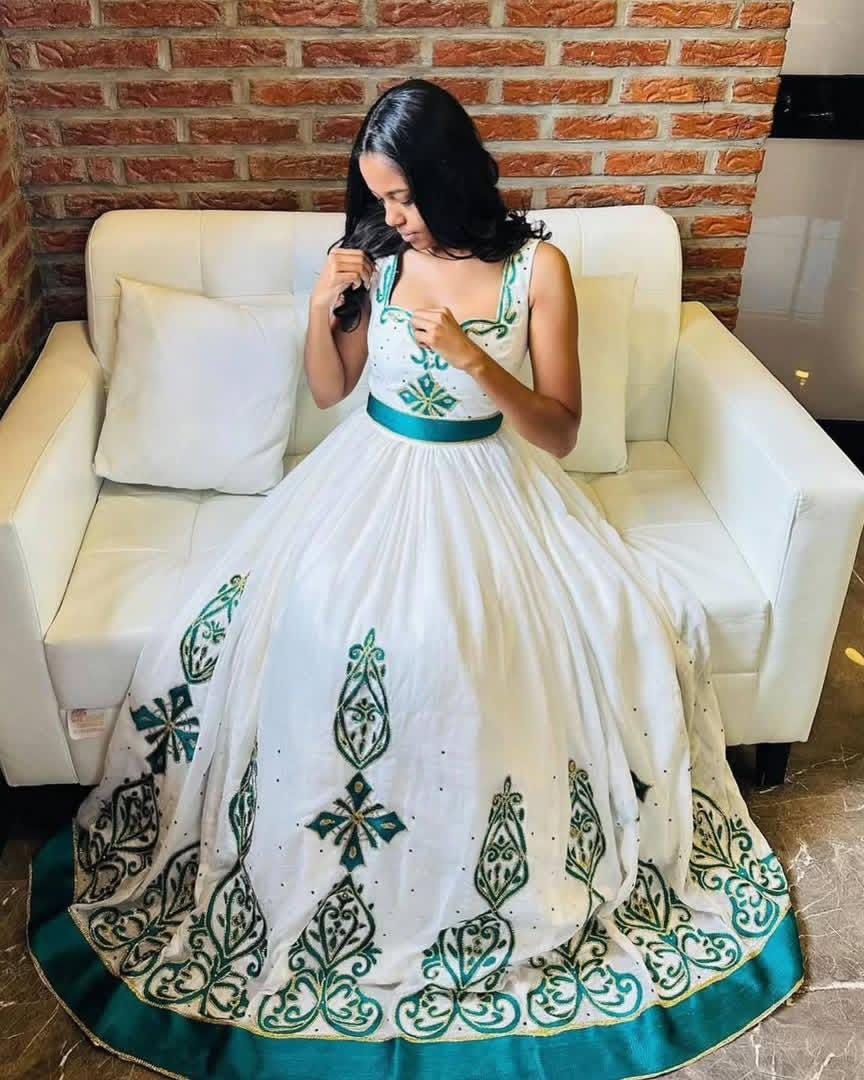 Custom Made Zuria Cultural Habesha Kemis for Women, Menen Eritrean & Ethiopian Traditional Dress