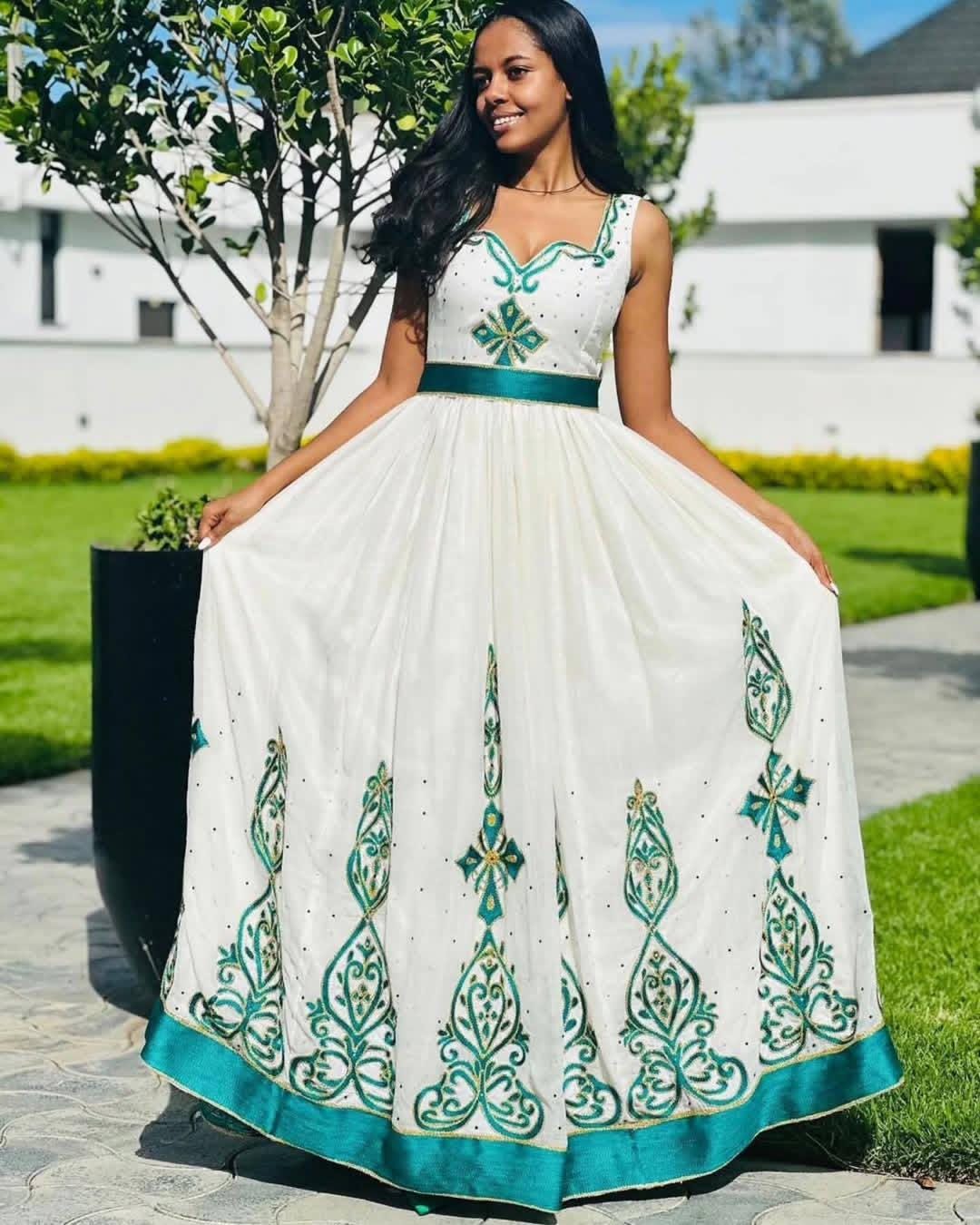 Custom Made Zuria Cultural Habesha Kemis for Women, Menen Eritrean & Ethiopian Traditional Dress