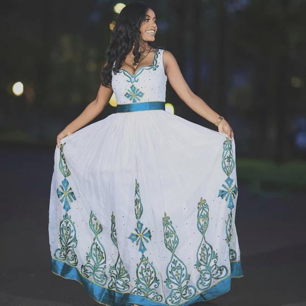 Custom Made Zuria Cultural Habesha Kemis for Women, Menen Eritrean & Ethiopian Traditional Dress