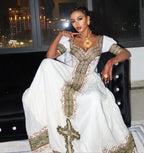 New Custom Made Cultural Habesha Kemis for Women, Olive Green Tilet Zuria, Eritrean & Ethiopian Traditional Dress