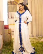 Custom Made Zuria Cultural Habesha Kemis for Women, blue Menen Eritrean & Ethiopian Traditional Dress