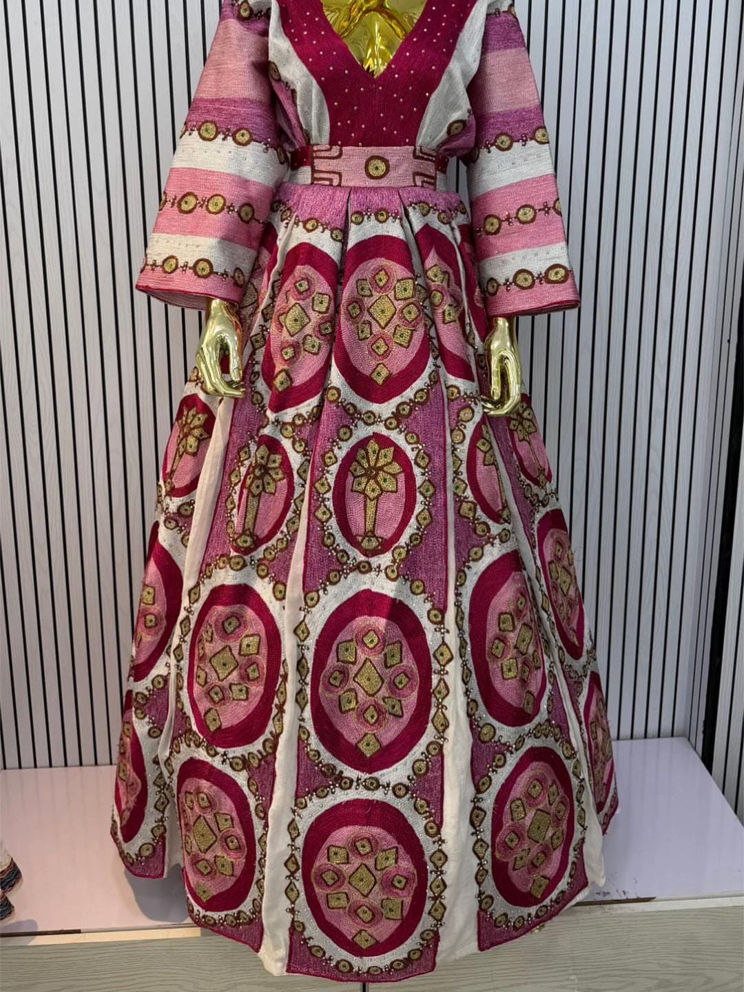 Cultural Habesha Kemis, Ethiopian Fetil Traditional Dress, Handcrafted Eritrean Dress for Women