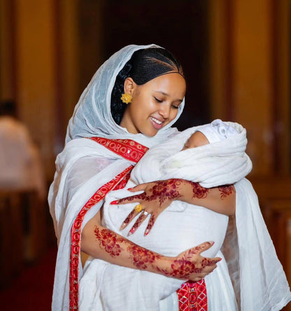 Couple Habesha clothing, New Red & Golden Tilet, Eritrean and Ethiopian Traditional Wedding Attire, Custom Made Habesha Fashion