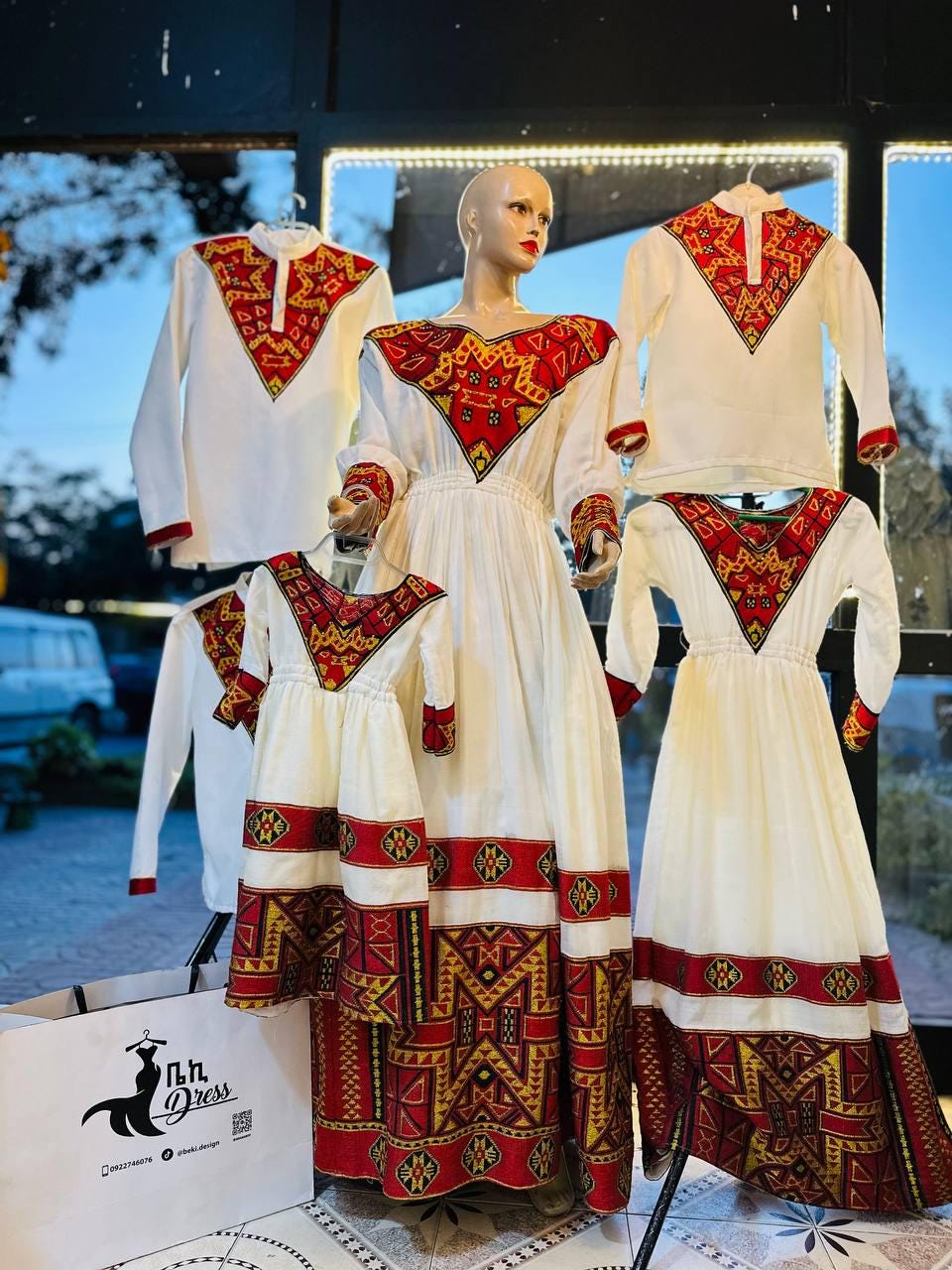 Custom Made Zuria Habesha Kemis, New red Menen Eritrean & Ethiopian Traditional Fashion, Cultural Dress for Women
