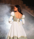 Custom Made Zuria Cultural Habesha Kemis For Women, New Olive Menen Eritrean & Ethiopian Traditional Dress Wear