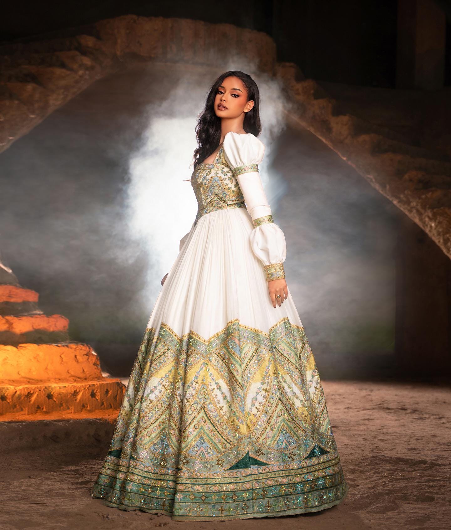 Custom Made Zuria Cultural Habesha Kemis For Women, New Olive Menen Eritrean & Ethiopian Traditional Dress Wear