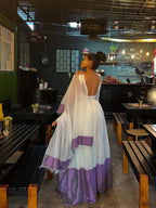 Cultural Habesha Kemis for Women, purpel   Tilet Eritrean & Ethiopian Traditional Church Dress