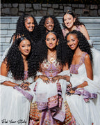 Couple Habesha Wedding Clothing New purple & Golden Tilet